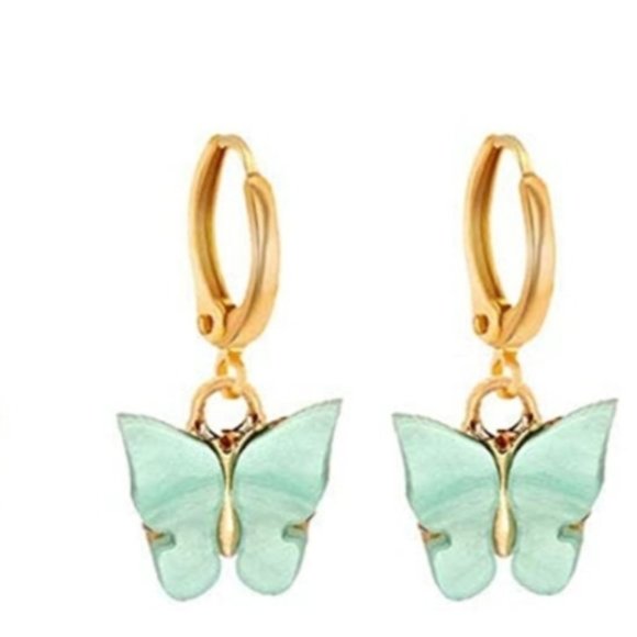 Brandy Melville Teal Acrylic Butterfly Earrings - Picture 2 of 4